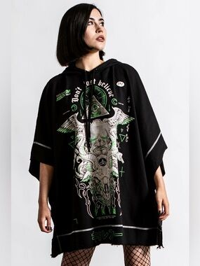Killstar Black Illuminated Batwing Hooded Poncho